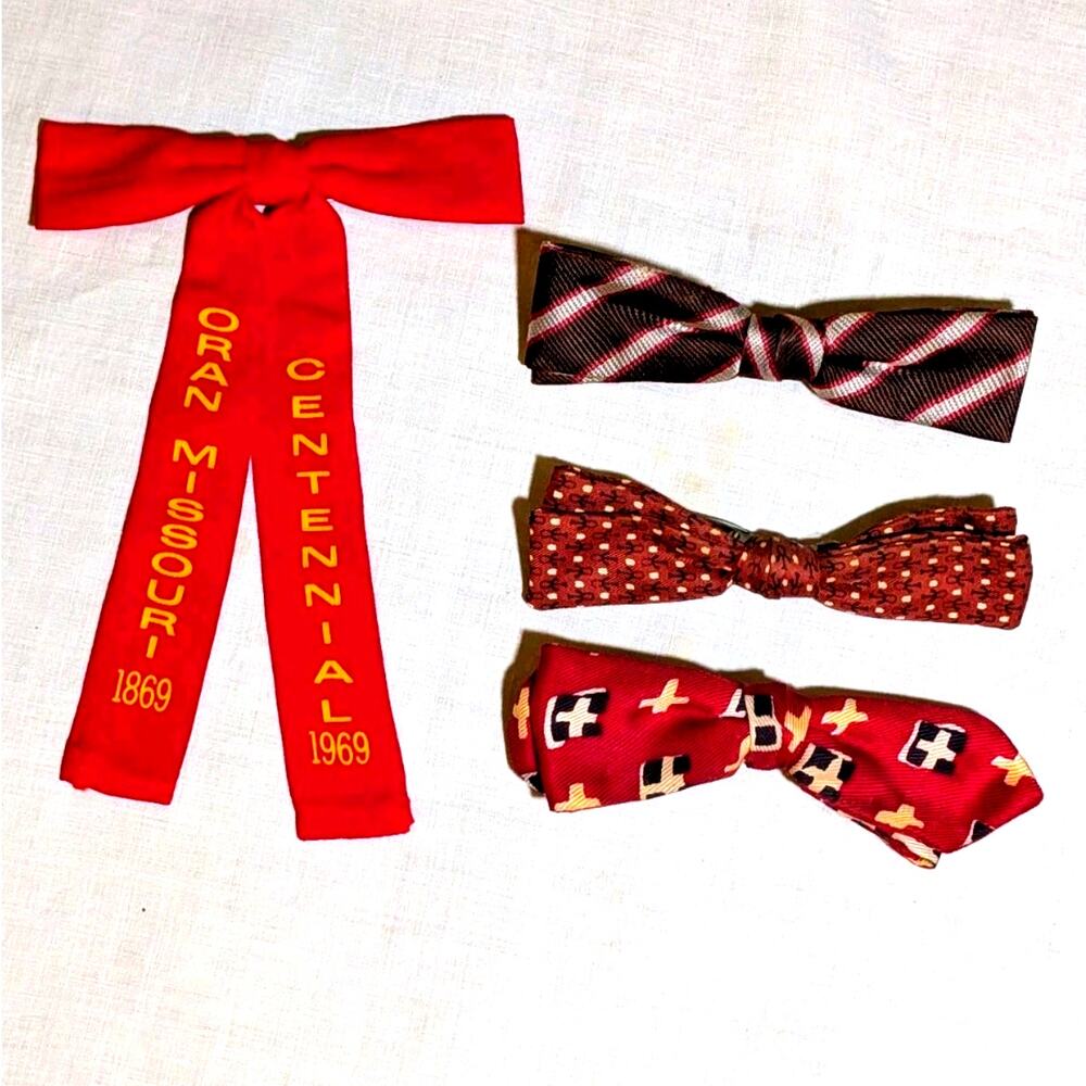 Mid Century Bow Tie Lot Clip On Skinny Style Ormond NYC Oran Missouri Ribbon Bow